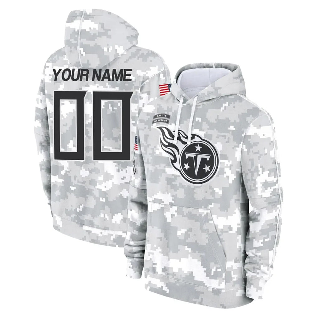 Choea Custom T.Titans Camo Arctic Salute to Service Pullover Hoodies Home Game Any Name & Numbers Stitched Jerseys