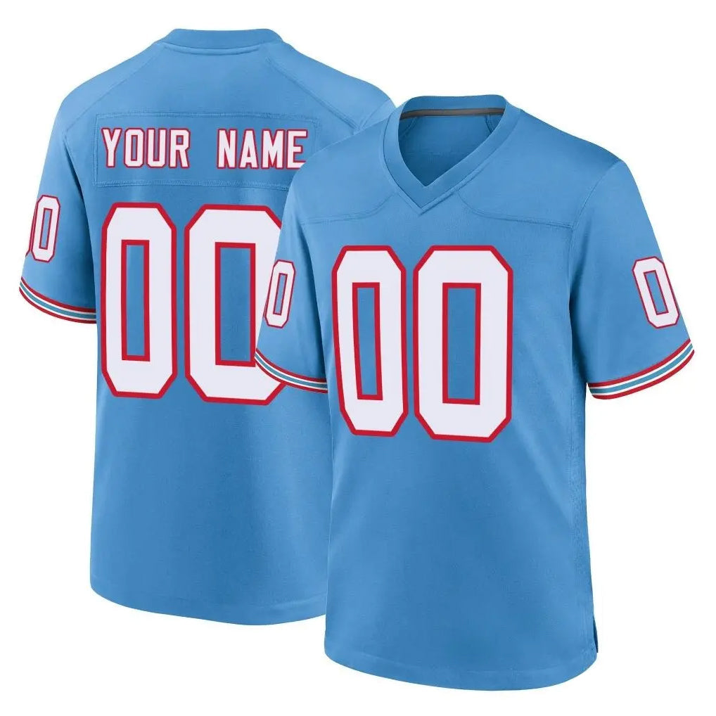 Choea Custom T.Titans Light Blue Oilers Throwback Home Game Any Name & Numbers Stitched Jerseys