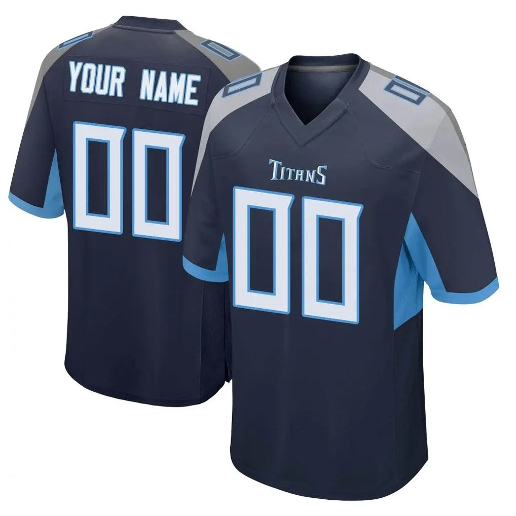Choea Custom T.Titans Navy Home Game Any Name & Numbers Stitched Jerseys