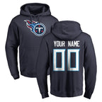 Choea Custom T.Titans Navy Logo Pullover Hoodies Home Game Any Name & Numbers Stitched Jerseys