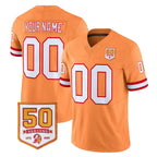 Choea Custom TB.Buccaneers 76' Orange 50th Season Vapor Limited Home Game Any Name & Numbers Stitched Jerseys