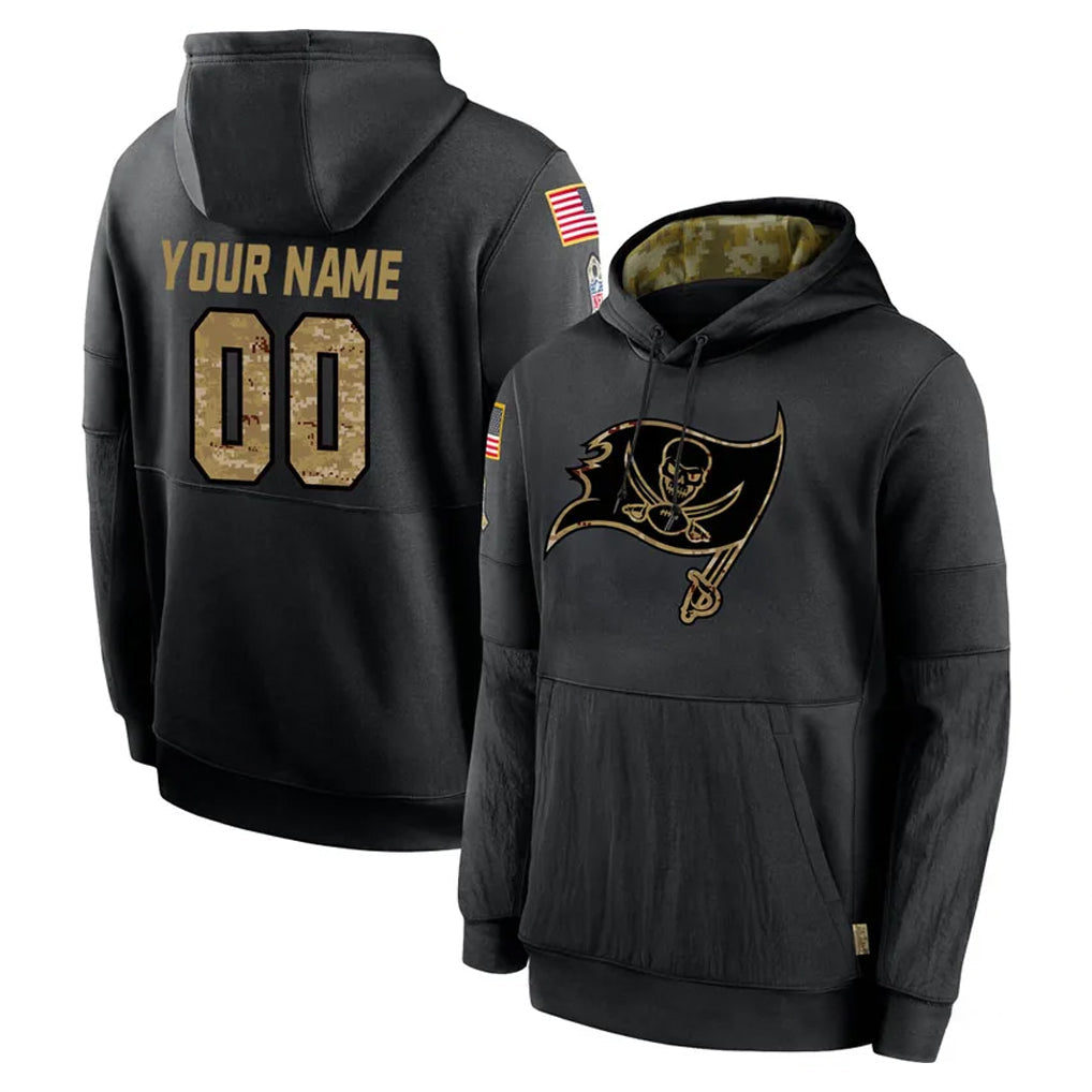 Choea Custom TB.Buccaneers Black Salute to Service Sideline Performance Pullover Hoodies Any Name & Numbers Home Game Stitched Jerseys