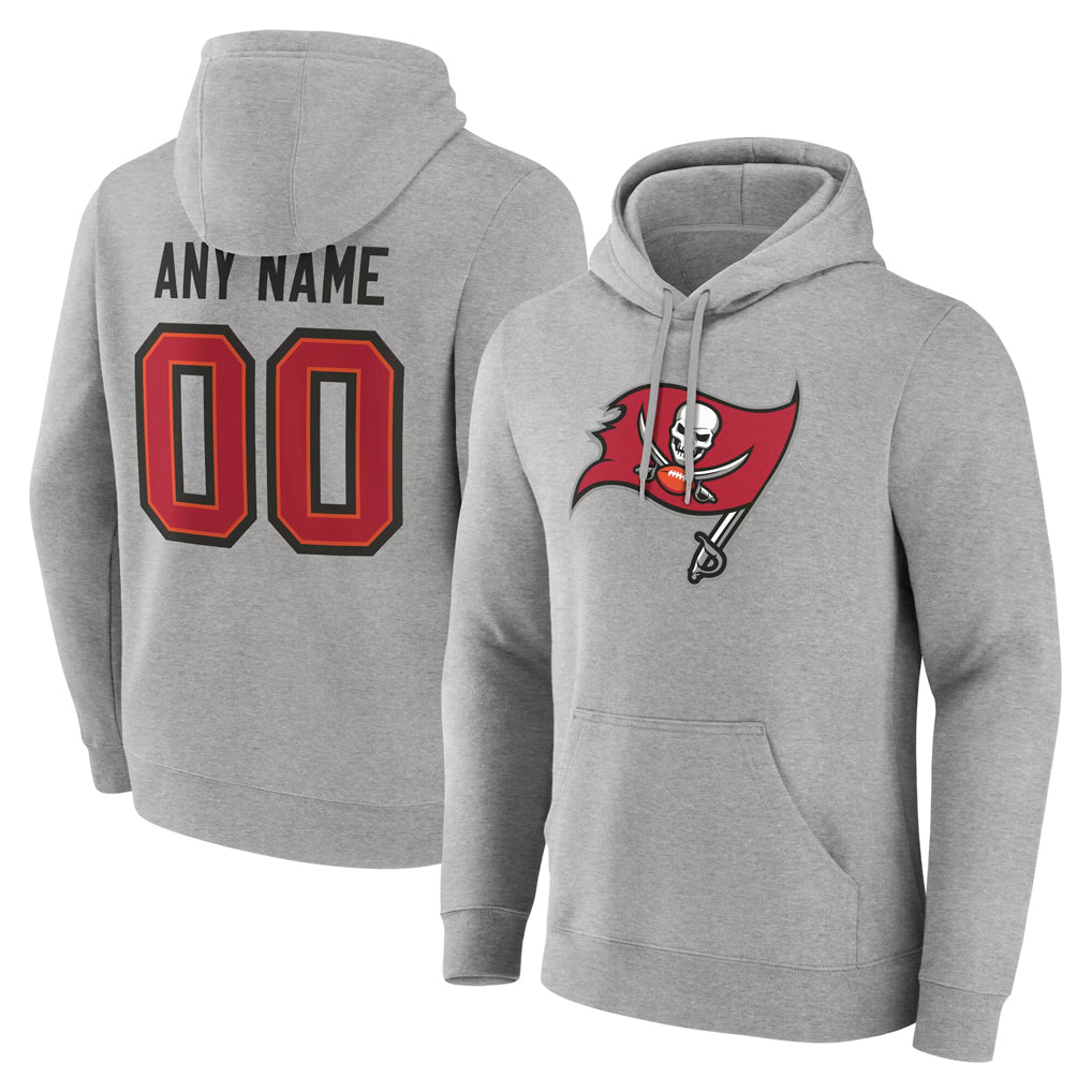Choea Custom TB.Buccaneers Gray Pullover Hoodie Home Game Any Name & Numbers Stitched Jerseys