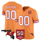 Choea Custom TB.Buccaneers Orange 50th Season Vapor Limited Home Game Any Name & Numbers Stitched Jerseys