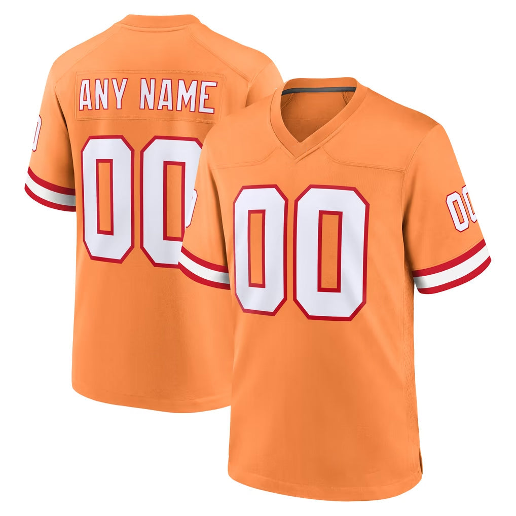 Choea Custom TB.Buccaneers Orange Throwback Home Game Any Name & Numbers Stitched Jerseys