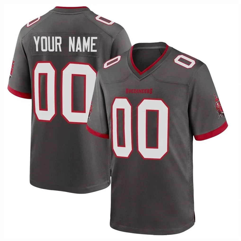 Choea Custom TB.Buccaneers Pewter Alternate Home Game Any Name & Numbers Stitched Jerseys