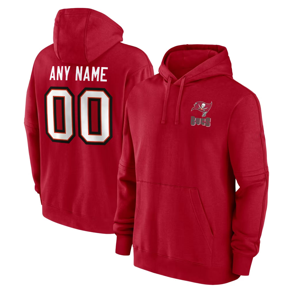 Choea Custom TB.Buccaneers Red LOGO Pullover Hoodie Home Game Any Name & Numbers Stitched Jerseys