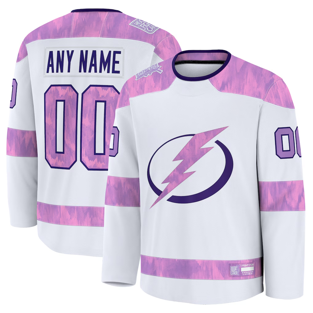Choea Custom TB.Lightning White 2024 Hockey Fights Cancer Practice Jerseys