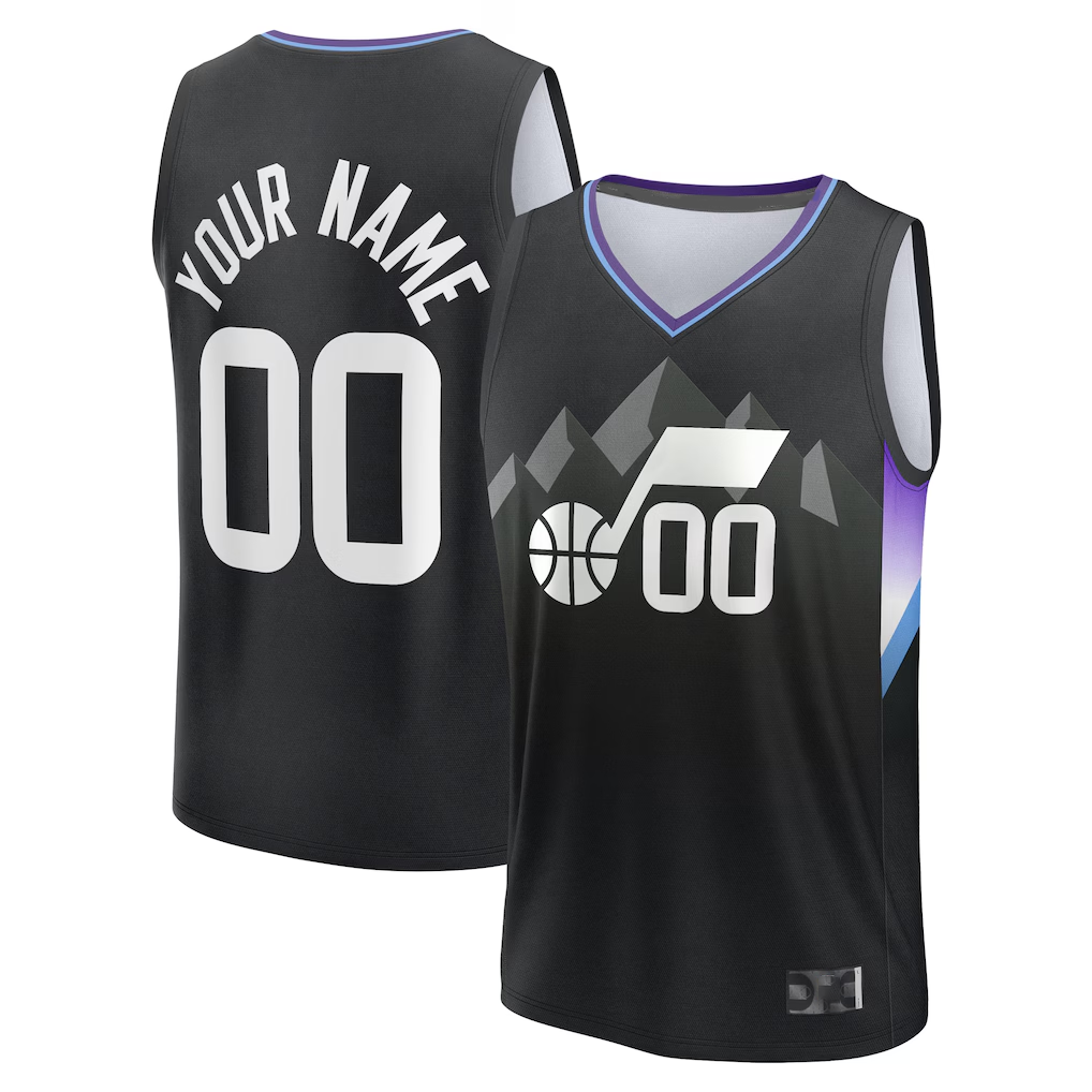 Choea Custom U.Jazz Fanatics Black Fast Break Jerseys - Statement Editio