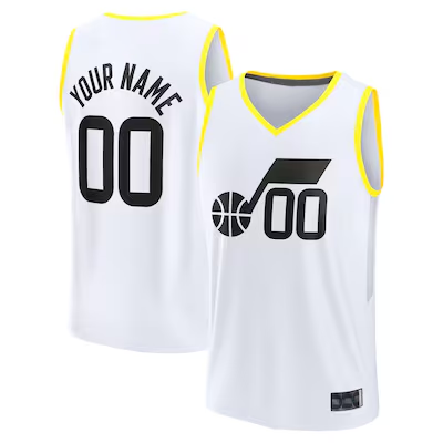 Choea Custom U.Jazz Fanatics White Fast Break Replica Jerseys - Association Edition -1