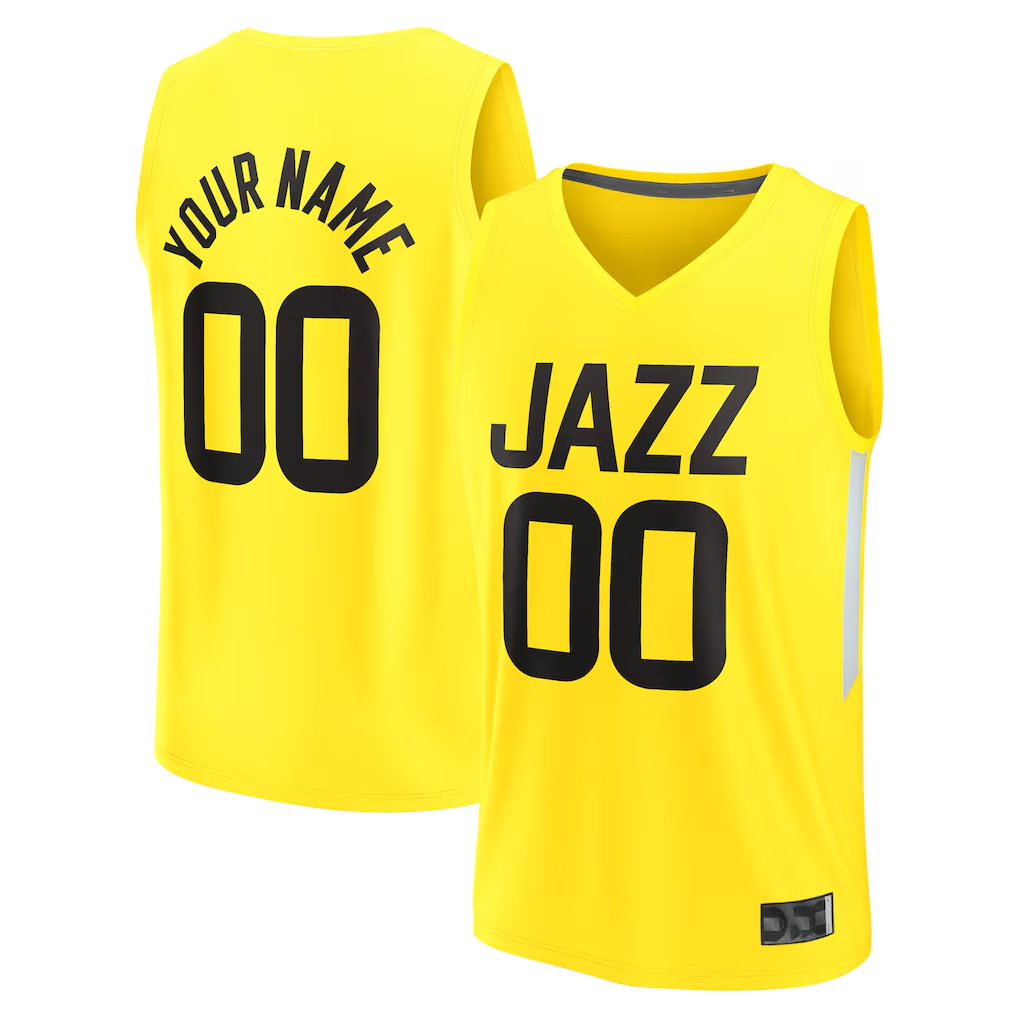 Choea Custom U.Jazz Fanatics Yellow Fast Break Replica Jerseys - Icon Edition