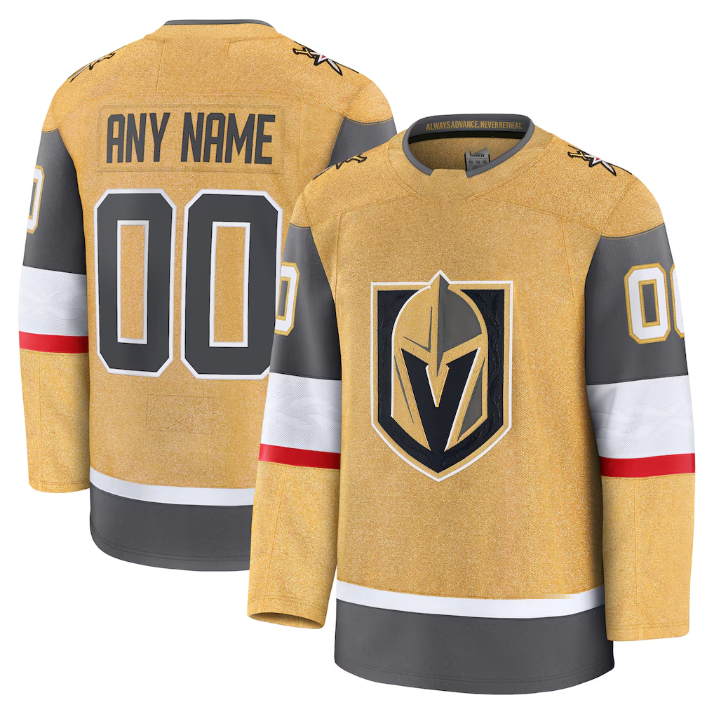 Choea Custom V.Golden Knights Gold Home Premium Jerseys