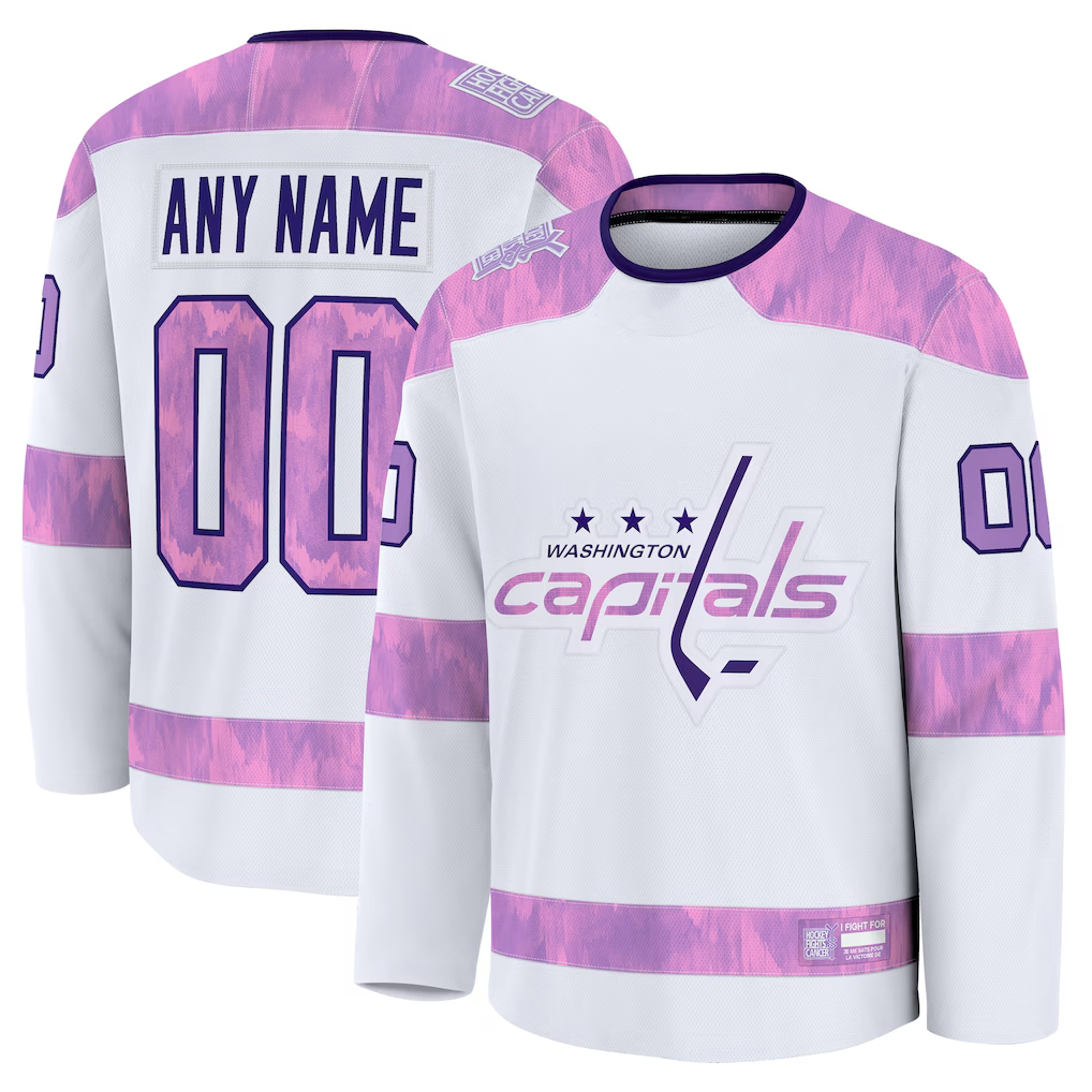Choea Custom W.Capitals White 2024 Hockey Fights Cancer Practice Jerseys