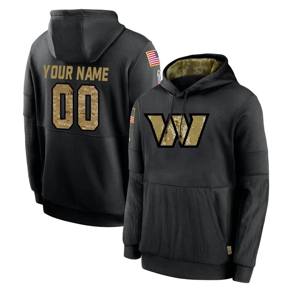 Choea Custom W.Commanders Black Salute to Service Performance Pullover Hoodies Home Game Any Name & Numbers Stitched Jerseys