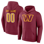 Choea Custom W.Commanders Burgundy LOGO Pullover Hoodies Game Any Name & Numbers Stitched Jerseys