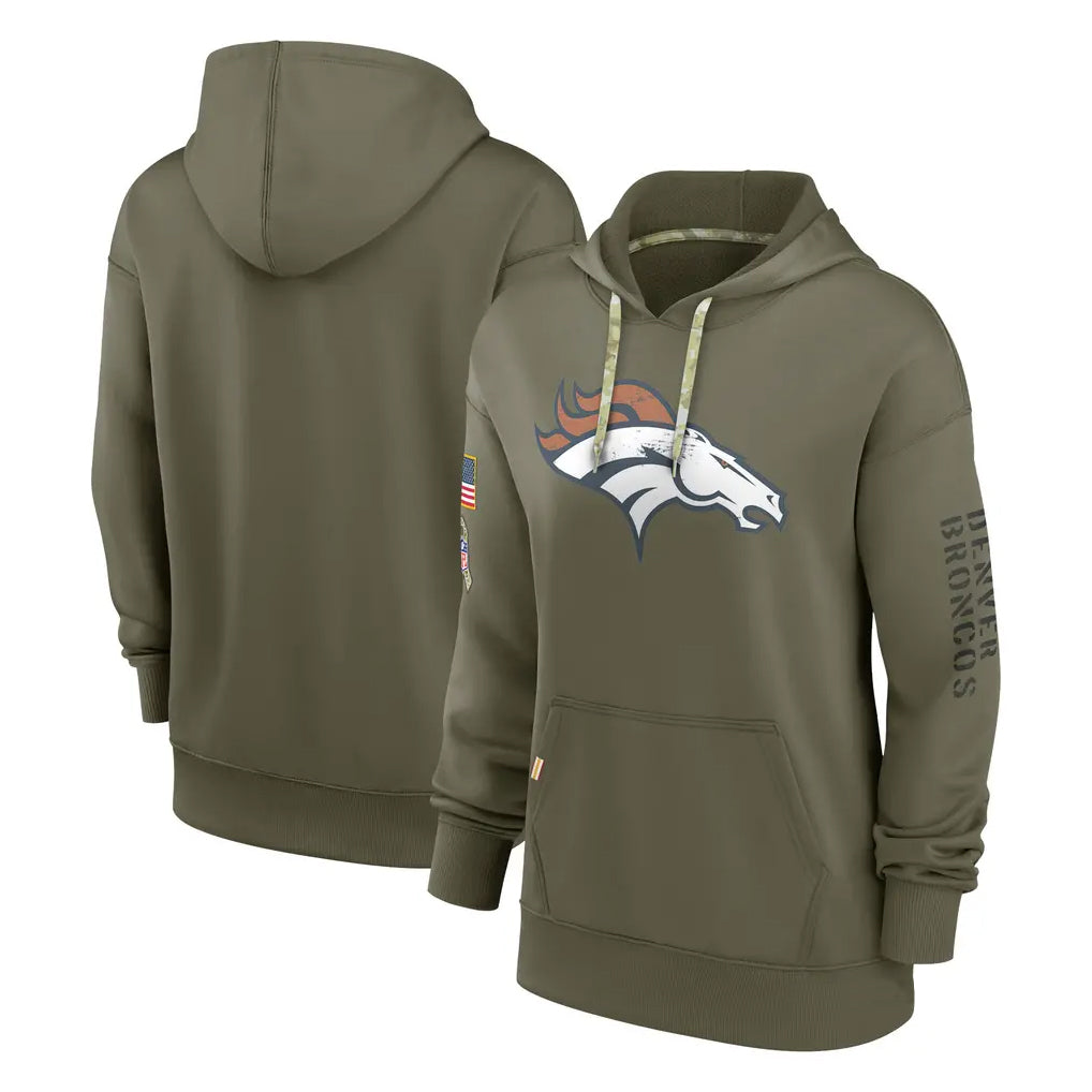 Choea D.Broncos Olive Salute to Service Pullover Hoodies Limited Blank Player Stitched Jerseys