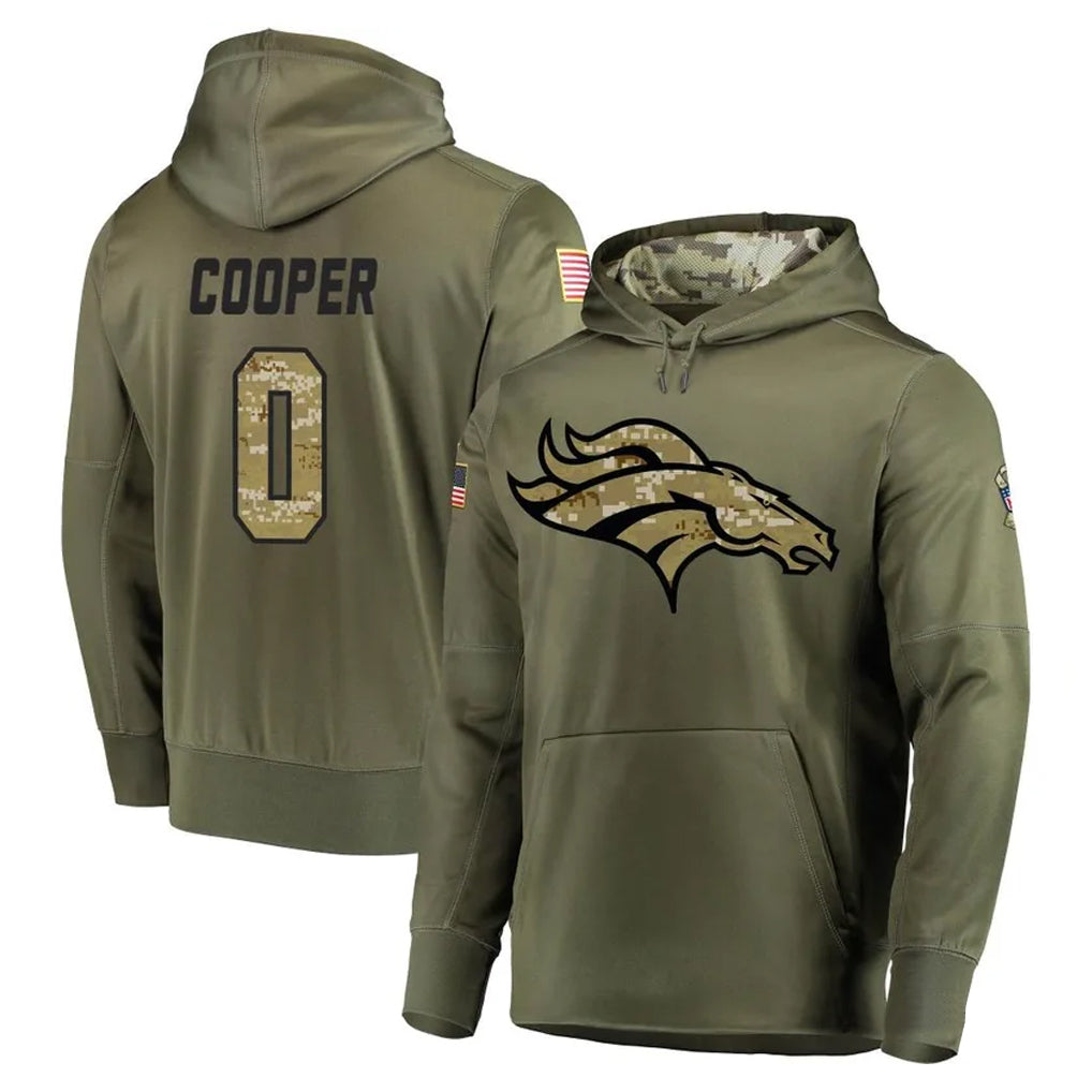 Choea D.Broncos #0 Jonathon Cooper Player Olive Salute to Service Pullover Hoodies Home Game Stitched Jerseys