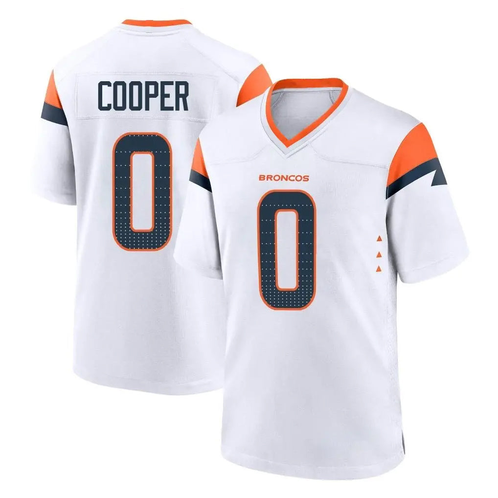Choea D.Broncos #0 Jonathon Cooper Player White Home Game Stitched Jerseys