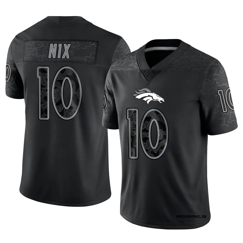 Choea D.Broncos #10 Bo Nix Player Black RFLCTV Limited  Jerseys