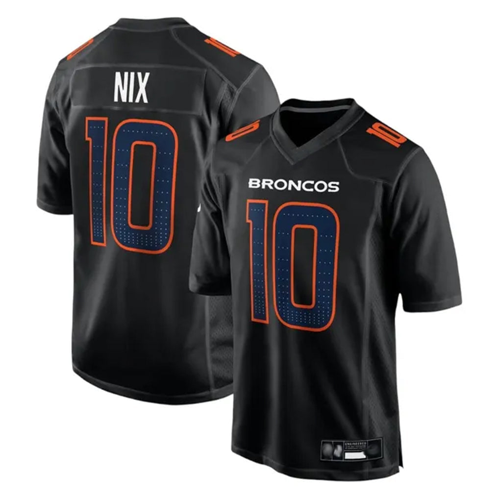 Choea D.Broncos #10 Bo Nix Player Carbon Black Fashion Limited Game Stitched Jerseys