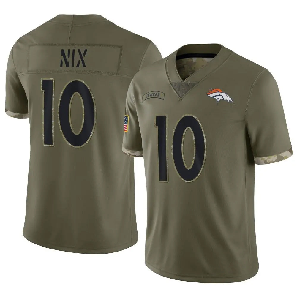 Choea D.Broncos #10 Bo Nix Player Limited Salute To Service Olive Stitched Jerseys
