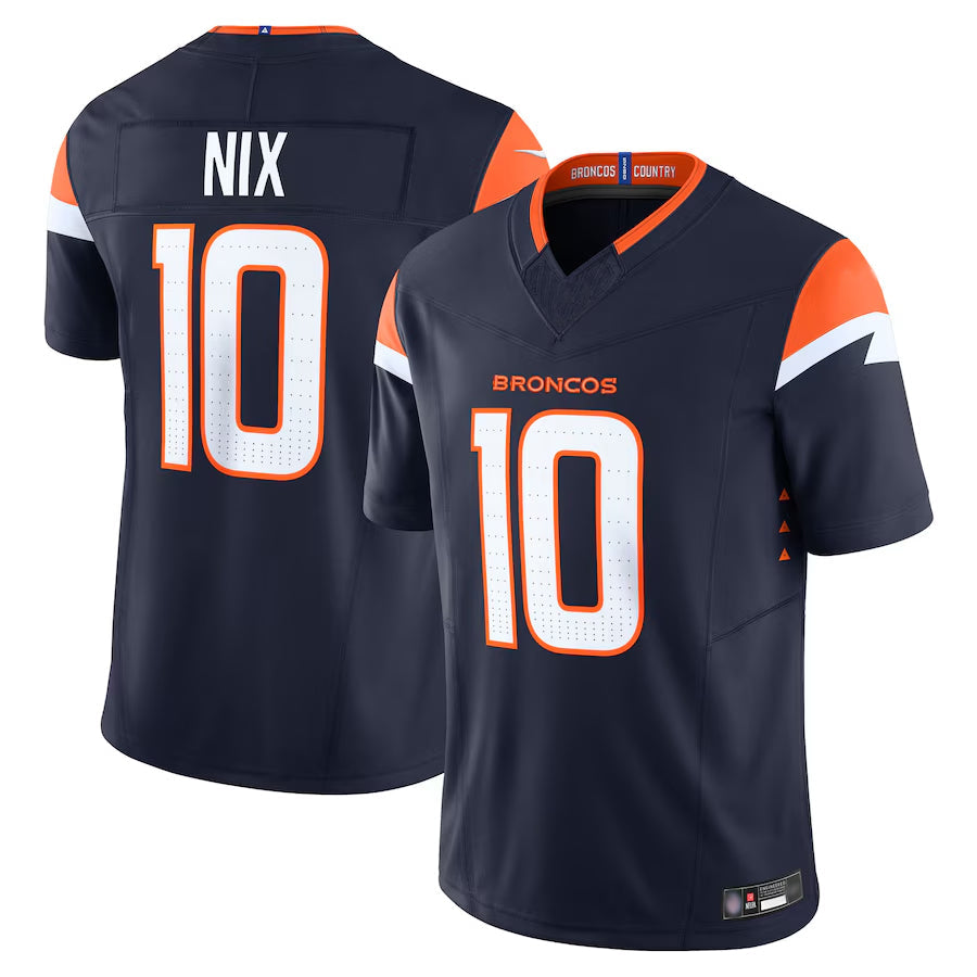 Choea D.Broncos #10 Bo Nix Player Navy Vapor F.U.S.E. Limited Stitched Jerseys