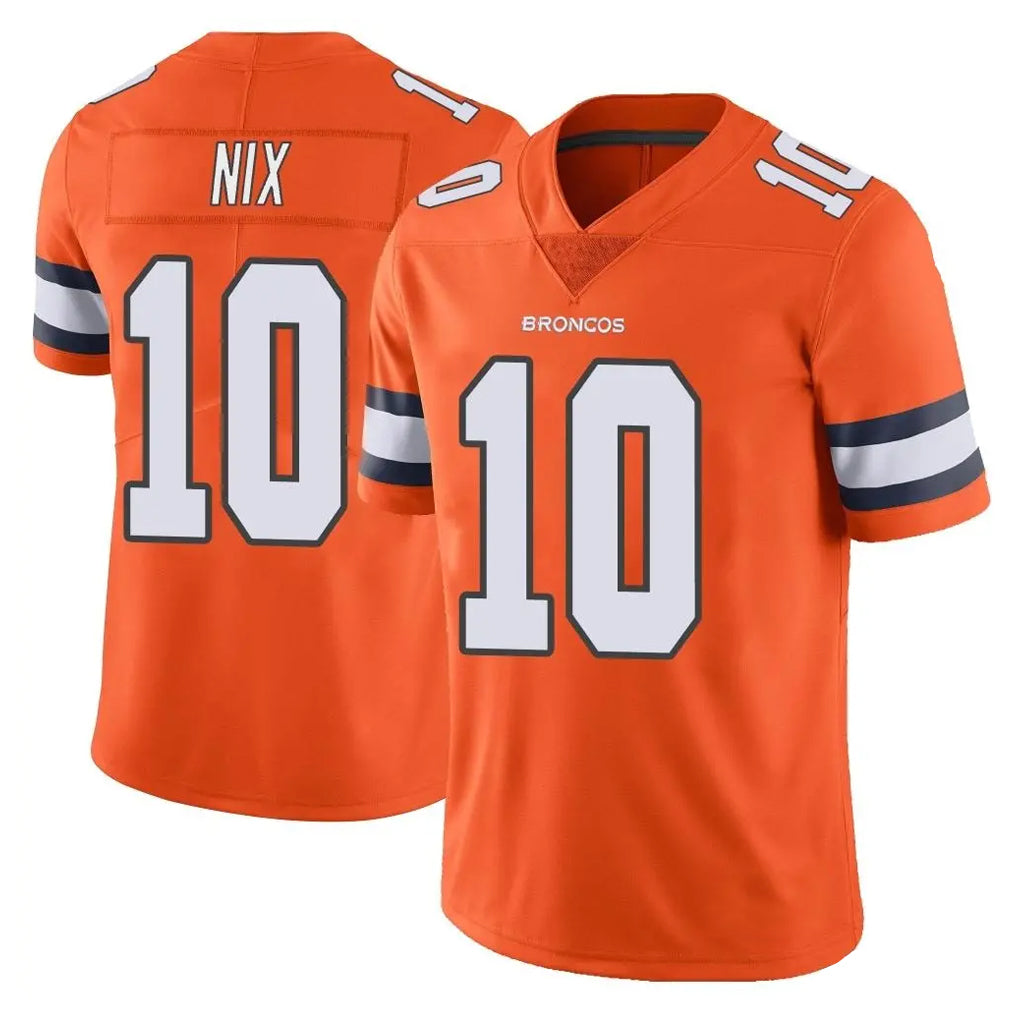 Choea D.Broncos #10 Bo Nix Player Orange Vapor Untouchable Limited Home Game Stitched Jerseys