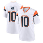 Choea D.Broncos #10 Bo Nix Player White Home Game Stitched Jerseys