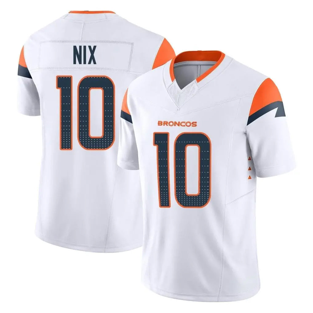 Choea D.Broncos #10 Bo Nix Player White Limited Vapor F.U.S.E. Home Game Stitched Jerseys
