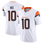 Choea D.Broncos #10 Bo Nix Player White Limited Vapor F.U.S.E. Home Game Stitched Jerseys