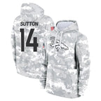 Choea D.Broncos #14 Courtland Sutton Player Arctic Camo Salute to Service Hoodies Limited Game Stitched Jerseys