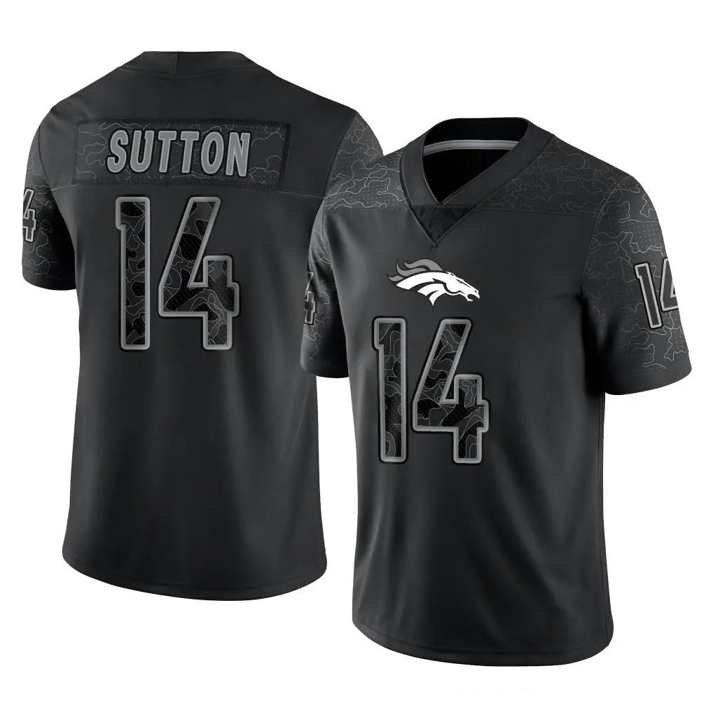 Choea D.Broncos #14 Courtland Sutton Player Black Reflective Limited Stitched Jerseys