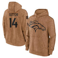 Choea D.Broncos #14 Courtland Sutton Player Brown Salute to Service Hoodies Limited Game Stitched Jerseys