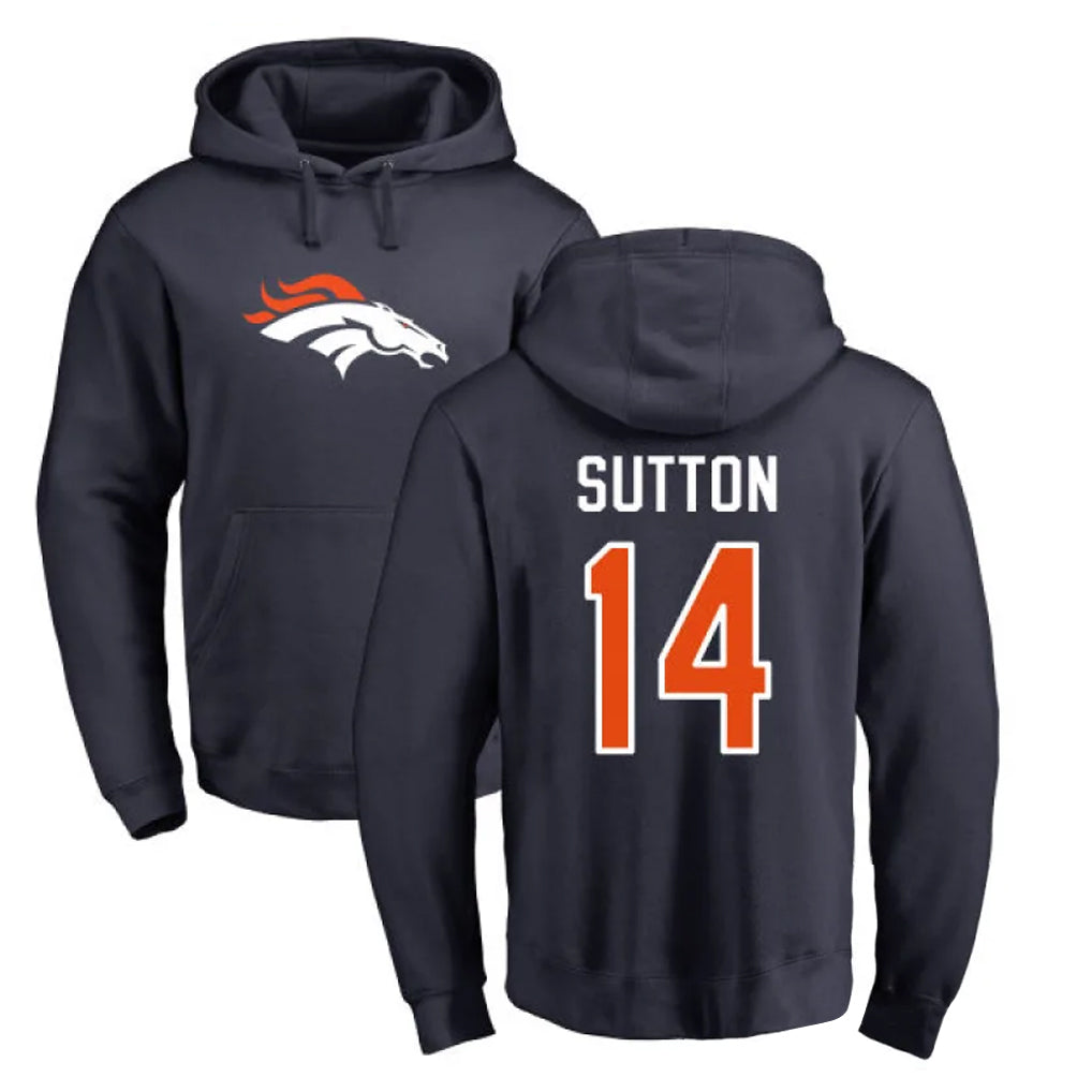 Choea D.Broncos #14 Courtland Sutton Player Navy Pullover Hoodie Limited Stitched Jerseys