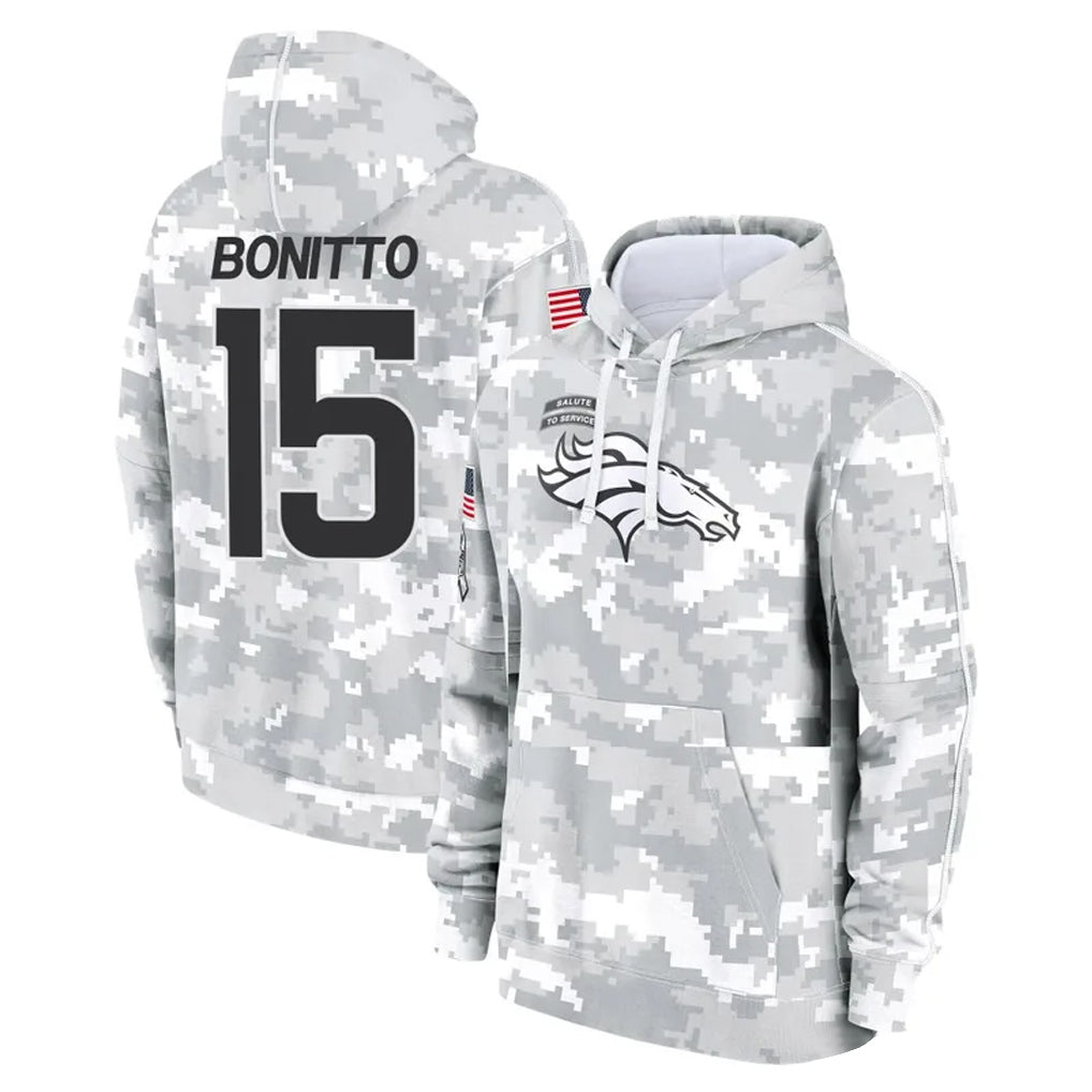 Choea D.Broncos #15 Nik Bonitto Player Arctic Camo Salute to Service Hoodies Limited Game Stitched Jerseys