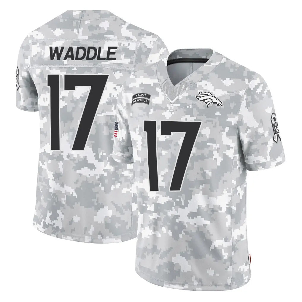 Choea D.Broncos #17 Jaylen Waddle Player Arctic Camo Salute To Service Limited Stitched Jerseys
