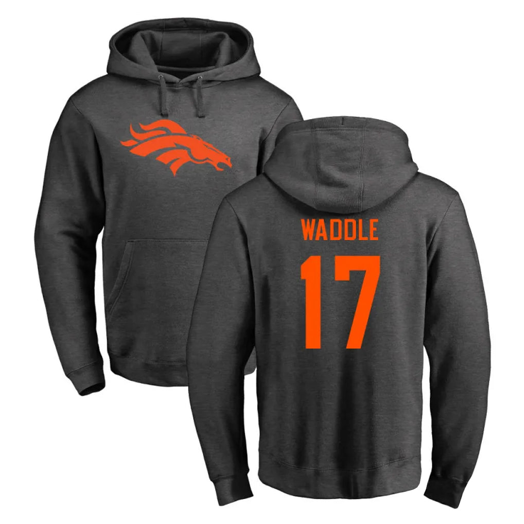 Choea D.Broncos #17 Jaylen Waddle Player Ash One Color Pullover Hoodie Limited Stitched Jerseys