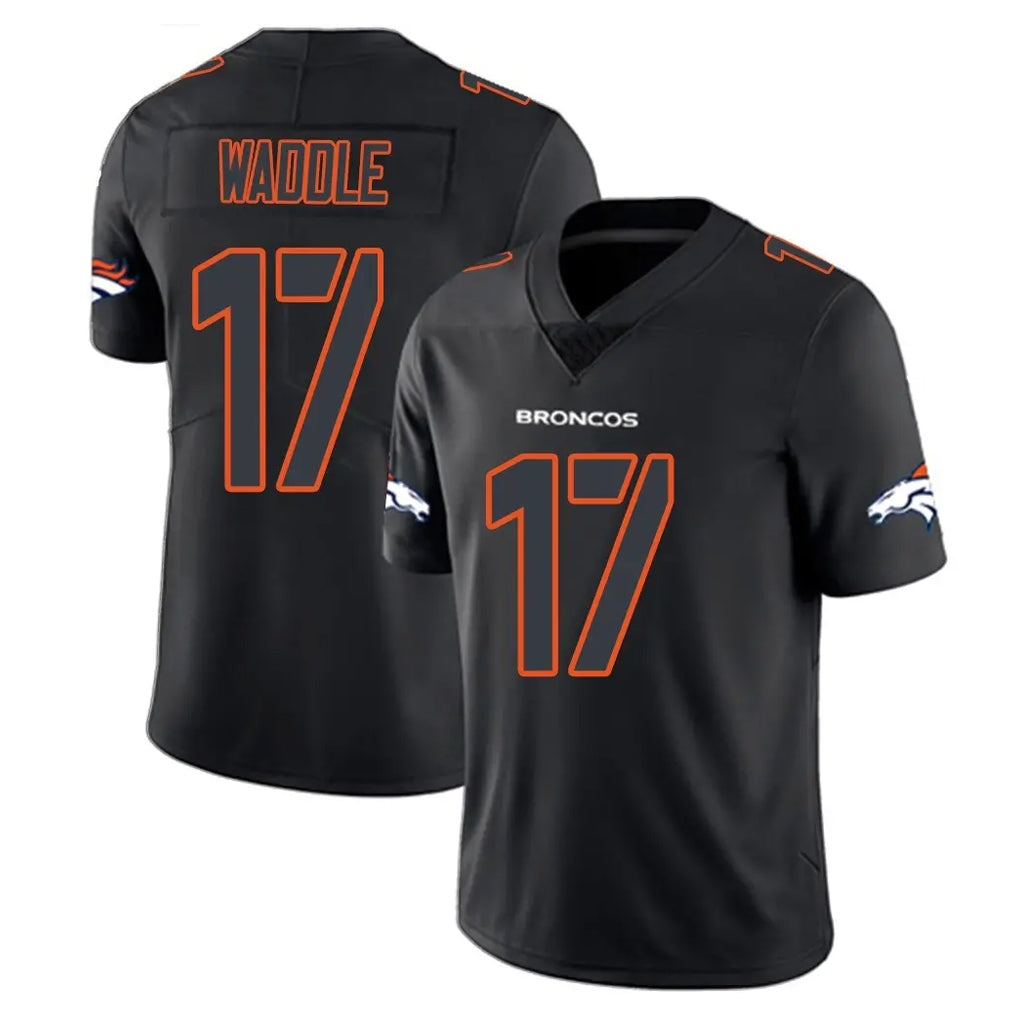 Choea D.Broncos #17 Jaylen Waddle Player Black Impact Limited Game Stitched Jerseys