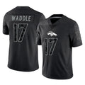 Choea D.Broncos #17 Jaylen Waddle Player Black Reflective Limited Stitched Jerseys