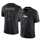 Choea D.Broncos #17 Jaylen Waddle Player Black Reflective Limited Stitched Jerseys