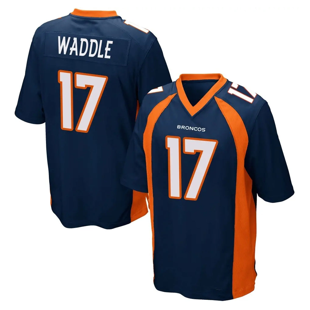 Choea D.Broncos #17 Jaylen Waddle Player Navy Game Stitched Jerseys
