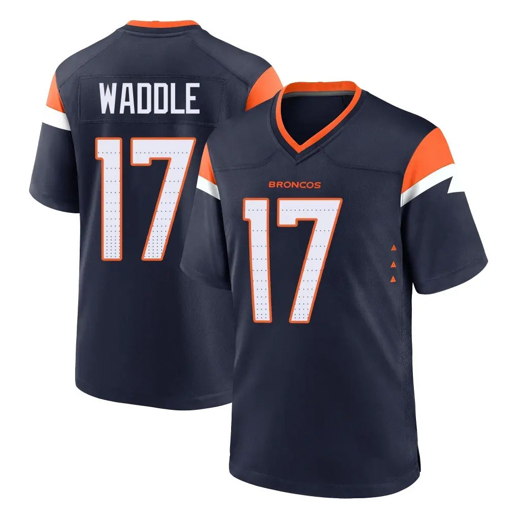 Choea D.Broncos #17 Jaylen Waddle Player Navy Home Game Stitched Jerseys