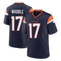 Choea D.Broncos #17 Jaylen Waddle Player Navy Home Game Stitched Jerseys