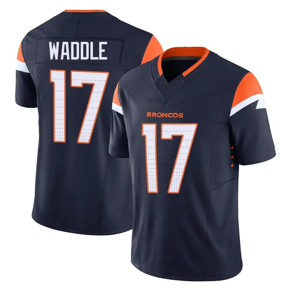 Choea D.Broncos #17 Jaylen Waddle Player Navy Limited Vapor F.U.S.E. Home Game Stitched Jerseys