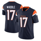 Choea D.Broncos #17 Jaylen Waddle Player Navy Limited Vapor F.U.S.E. Home Game Stitched Jerseys