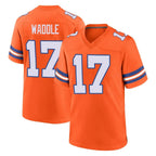 Choea D.Broncos #17 Jaylen Waddle Player Orange Alternate Collection Throwback Game Stitched Jerseys