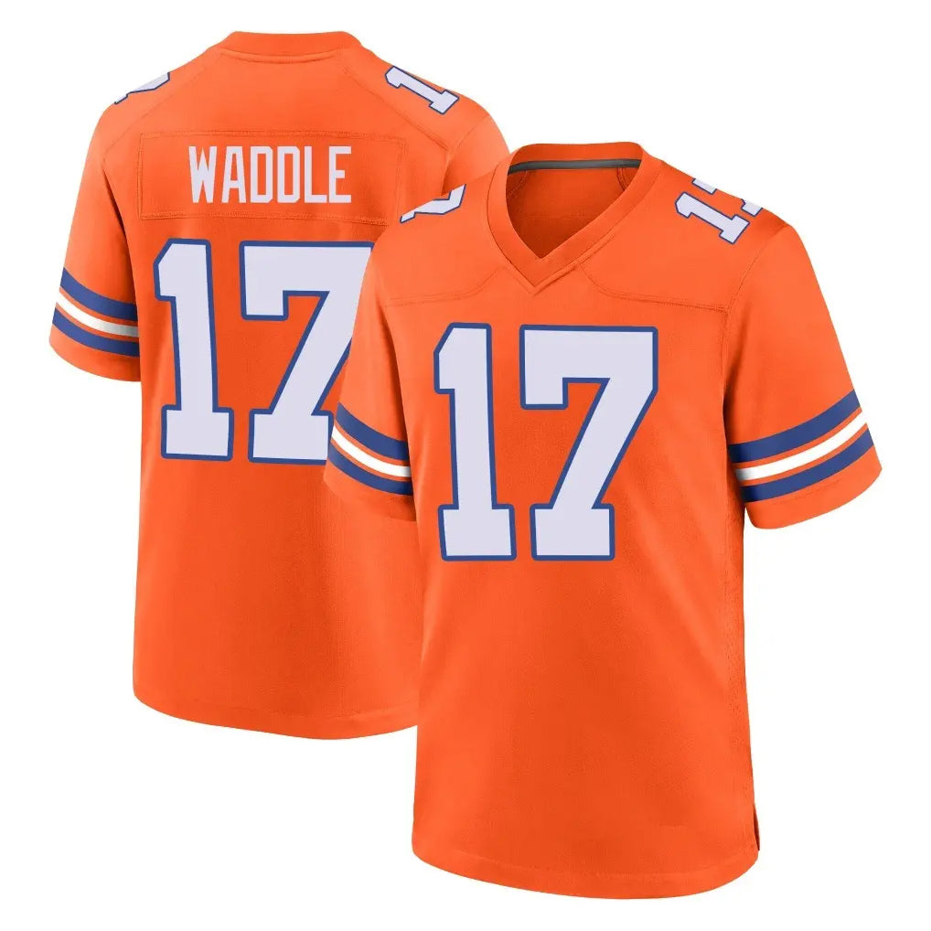 Choea D.Broncos #17 Jaylen Waddle Player Orange Alternate Collection Throwback Game Stitched Jerseys