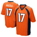 Choea D.Broncos #17 Jaylen Waddle Player Orange Color Home Game Stitched Jerseys