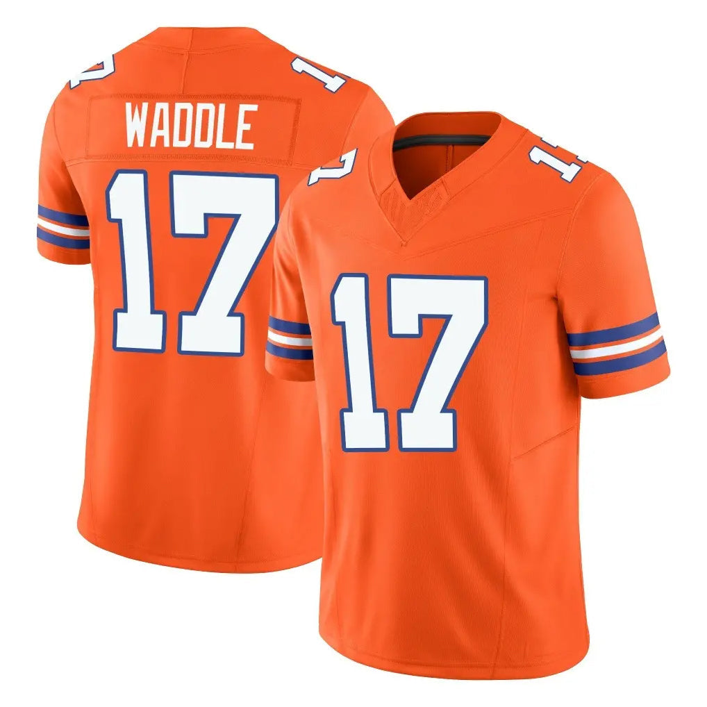 Choea D.Broncos #17 Jaylen Waddle Player Orange Limited Alternate Vapor F.U.S.E. Throwback Game Stitched Jerseys