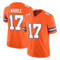 Choea D.Broncos #17 Jaylen Waddle Player Orange Limited Alternate Vapor F.U.S.E. Throwback Game Stitched Jerseys